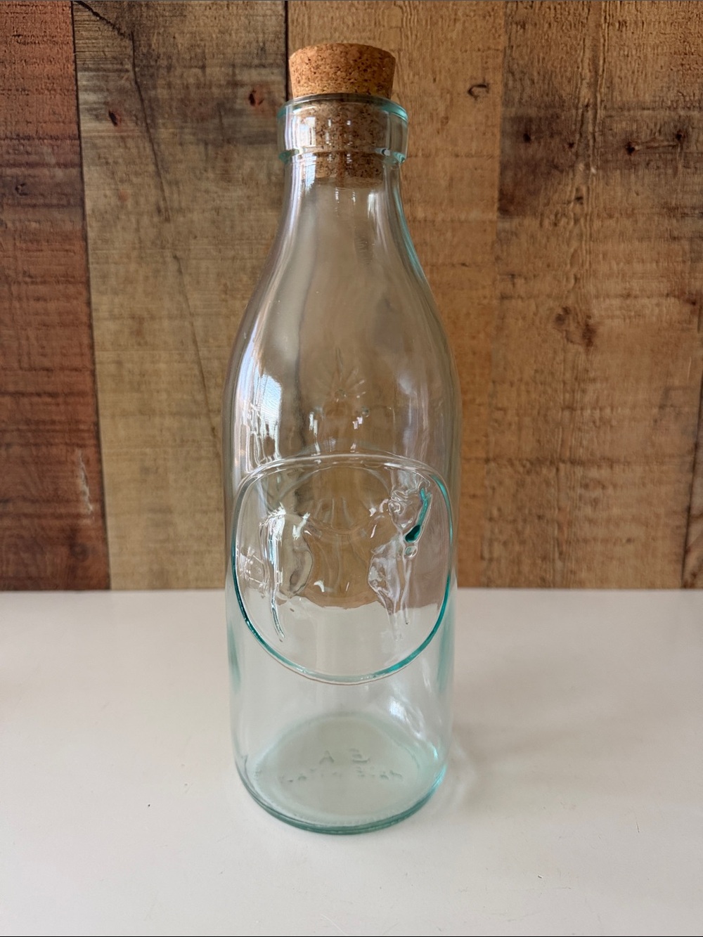 Absolutely Pure Milk Bottle Tinted Glass Cow with Cork